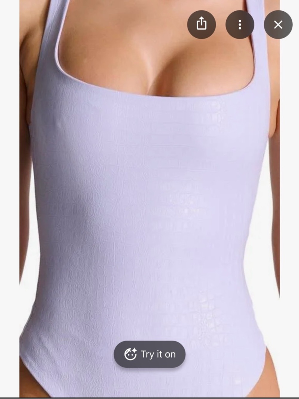 Naked Wardrobe Crocodile Embossed Faux Leather Square Neck Tank Bodysuit